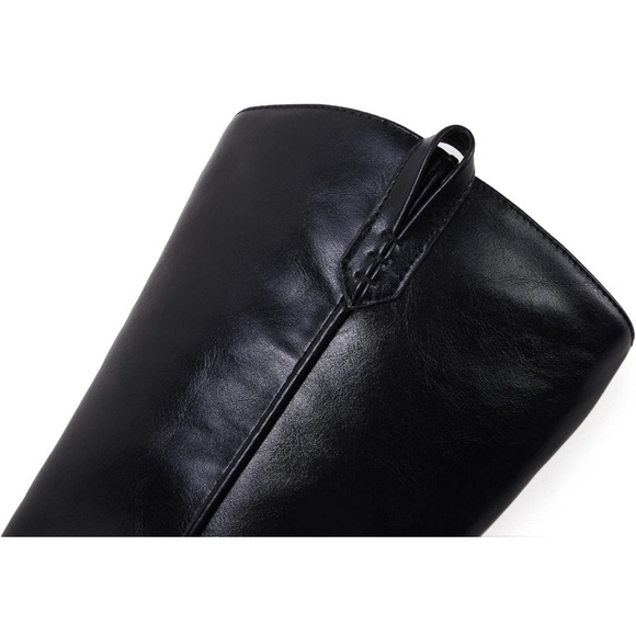 Cowboy Mid Calf Western Boots Fashion Square Toe Low Stacked Heel Pull On Handle - Picture 4 of 9